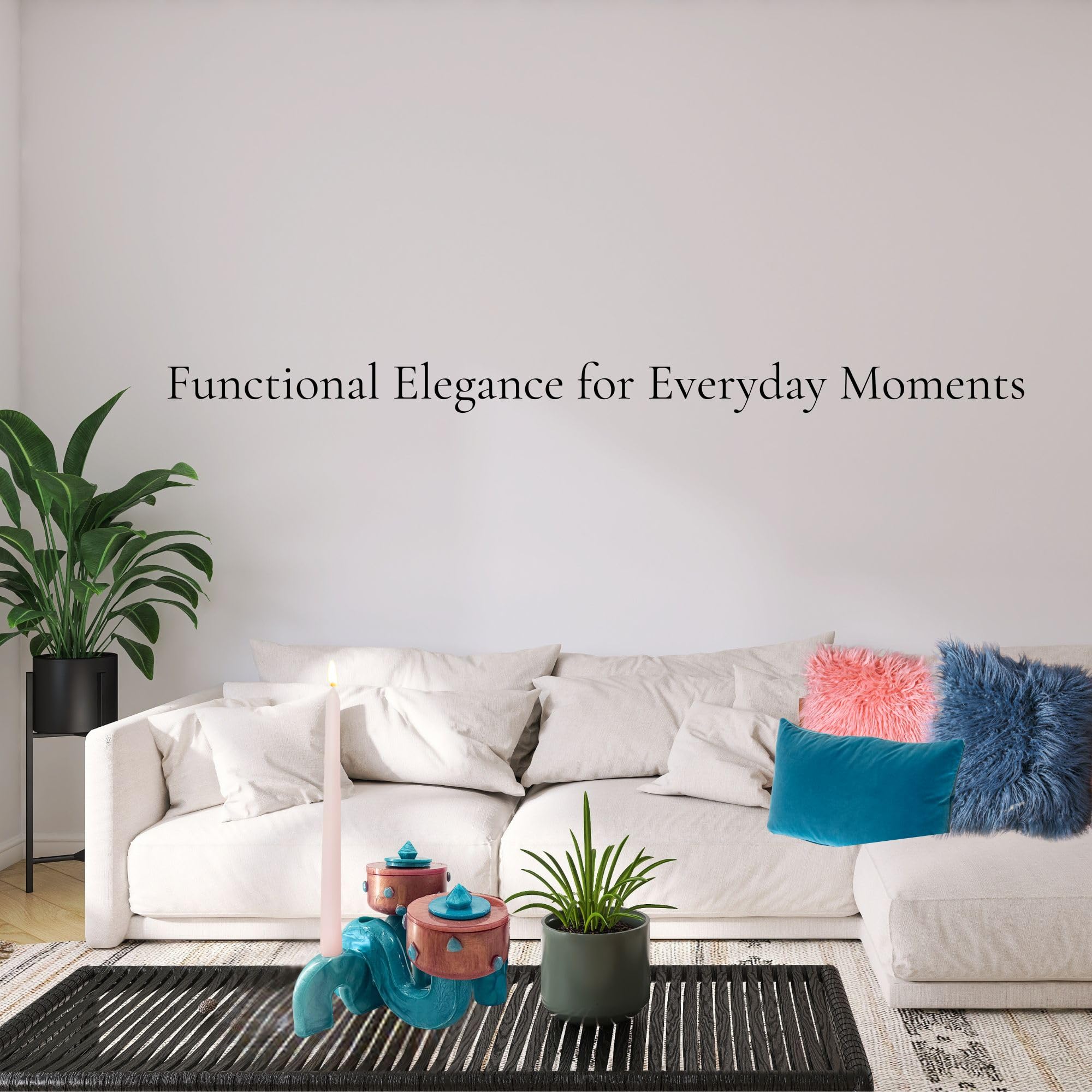 Pedestal Bowl & Candle Holder Combo with Stone Accents - Rose Gold with Teal Stone (Set of two)