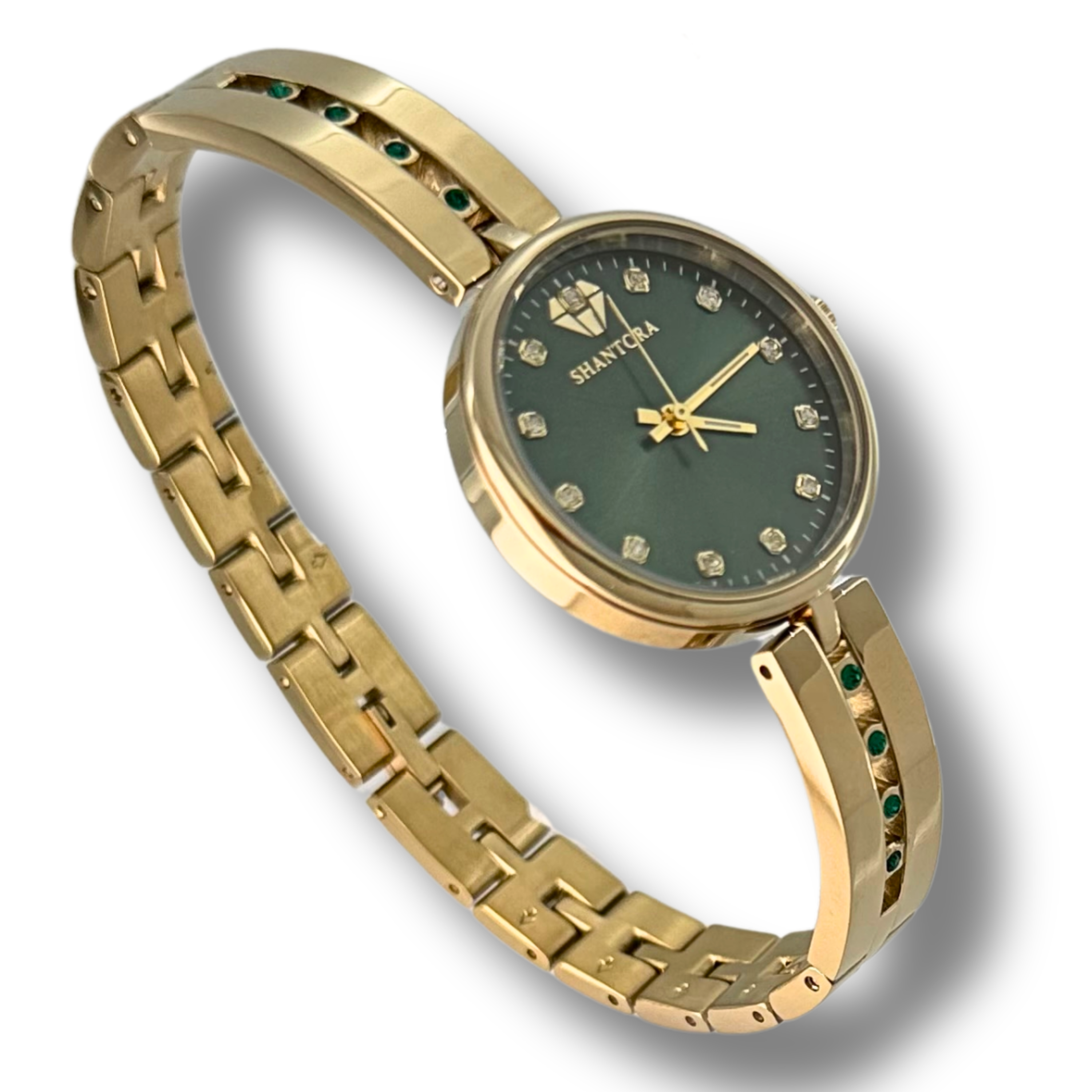 Shantora Forest Veil | Green Stone & Gold Band