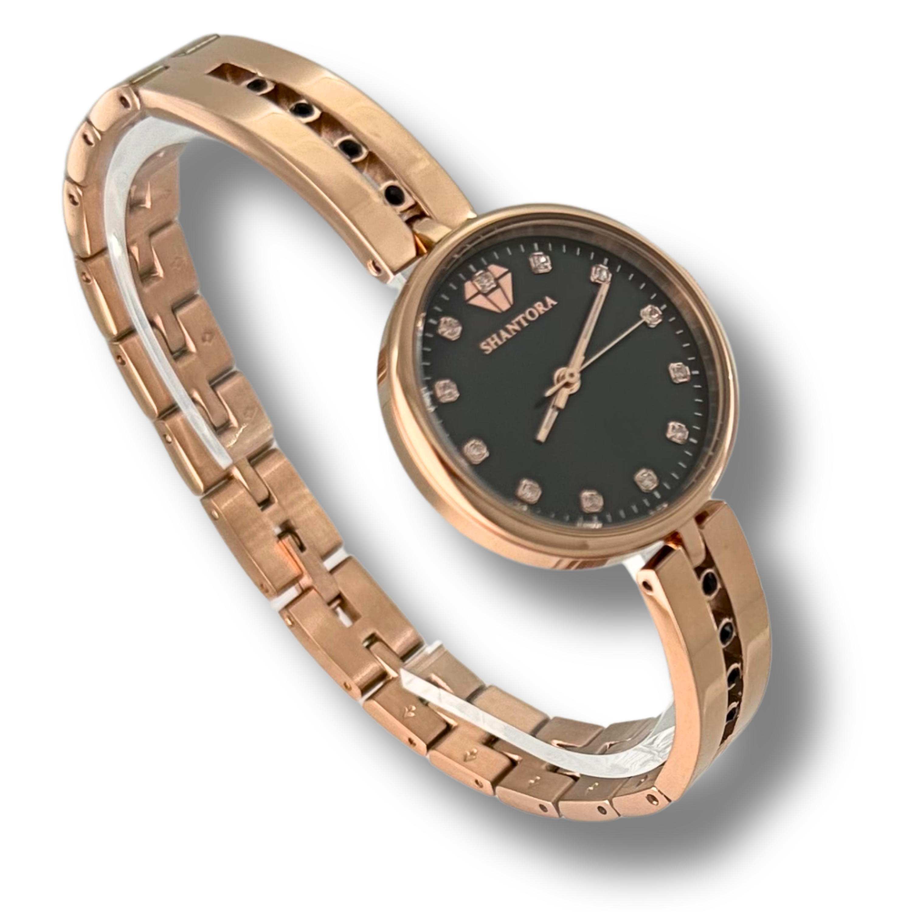 Shantora Obsidian Halo | Black Stone & Rose Gold Band