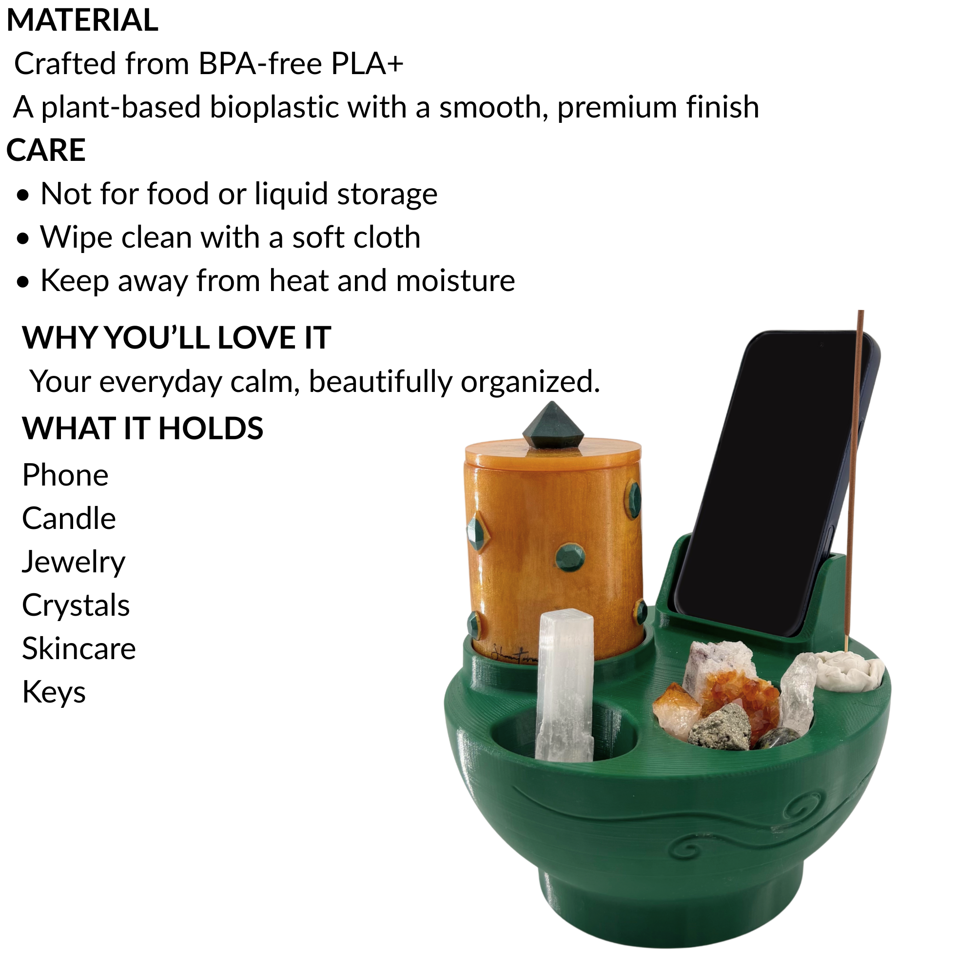 Ritual Bowl Organizer & Shantora Candle Set with Phone Holder (8")