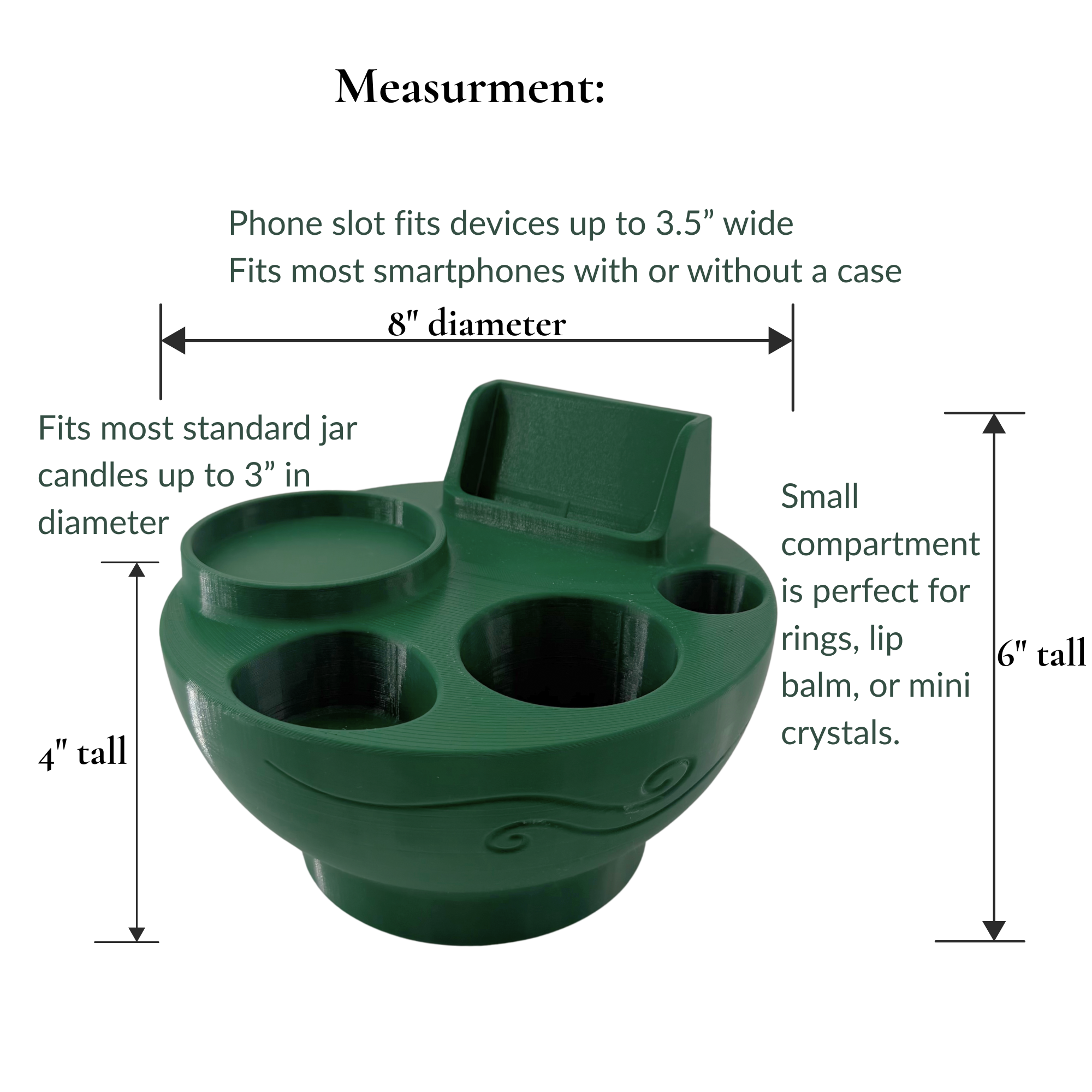 Ritual Bowl Organizer & Shantora Candle Set with Phone Holder (8")