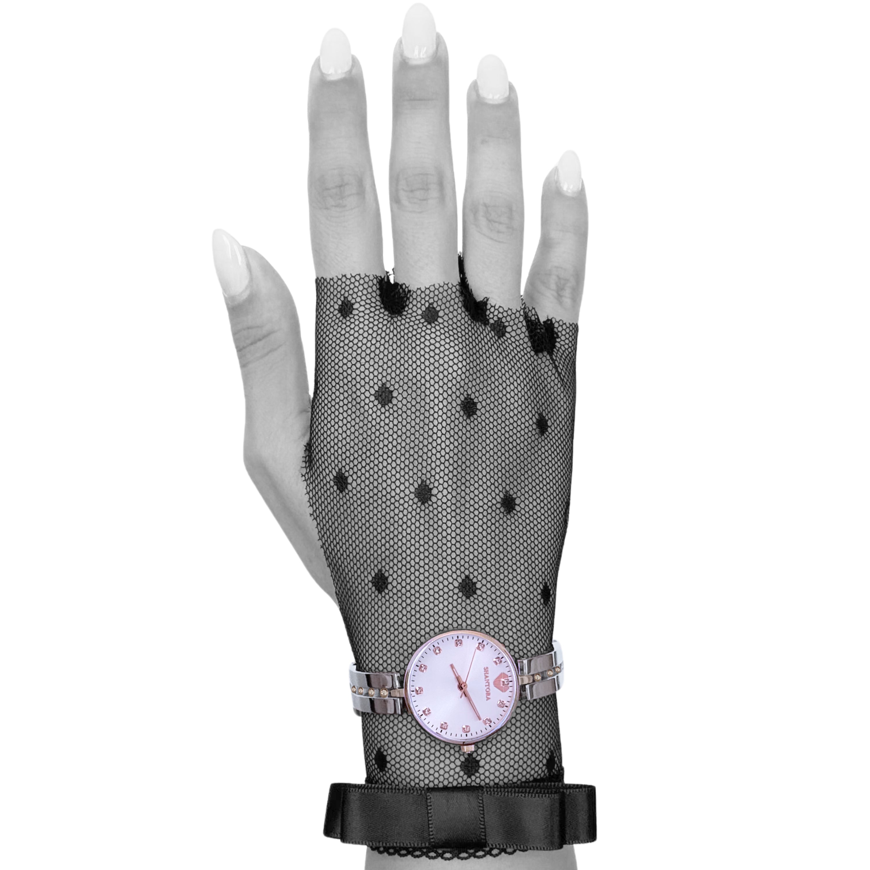 Shantora Blush Aura | Clear Stone & Dual-Tone Silver–Rose Gold Band