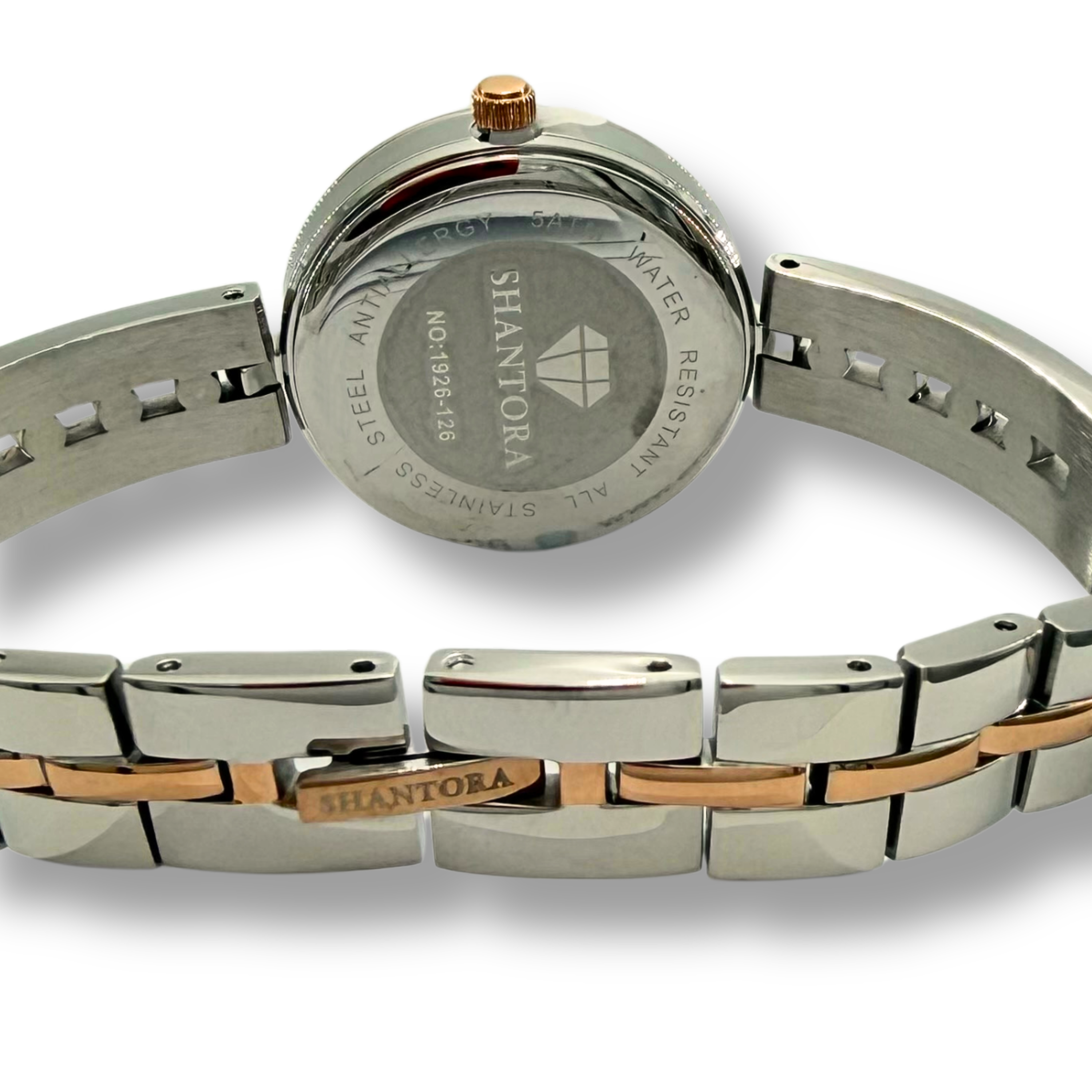 Shantora Blush Aura | Clear Stone & Dual-Tone Silver–Rose Gold Band