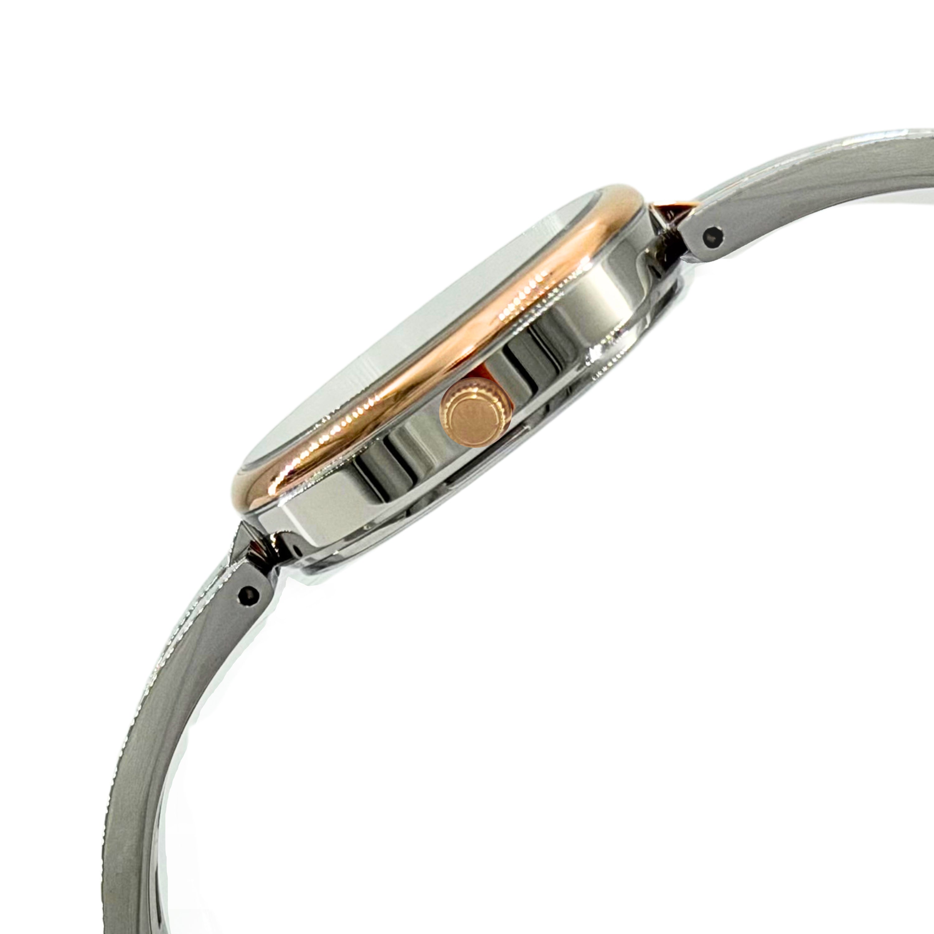 Shantora Blush Aura | Clear Stone & Dual-Tone Silver–Rose Gold Band