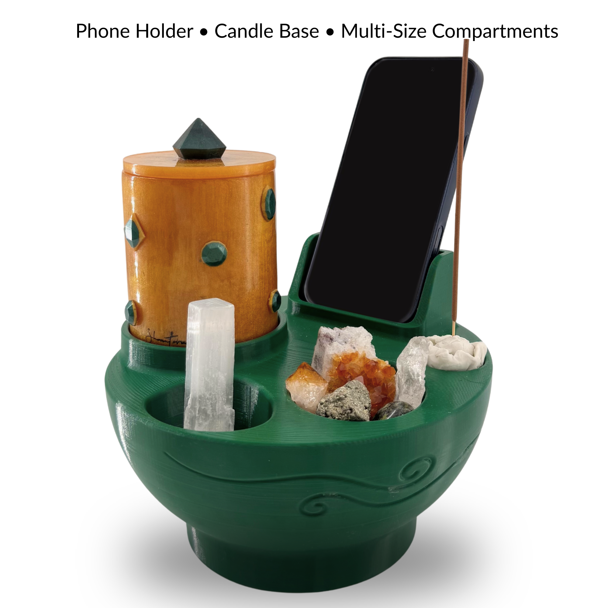 Ritual Bowl Organizer & Shantora Candle Set with Phone Holder (8")