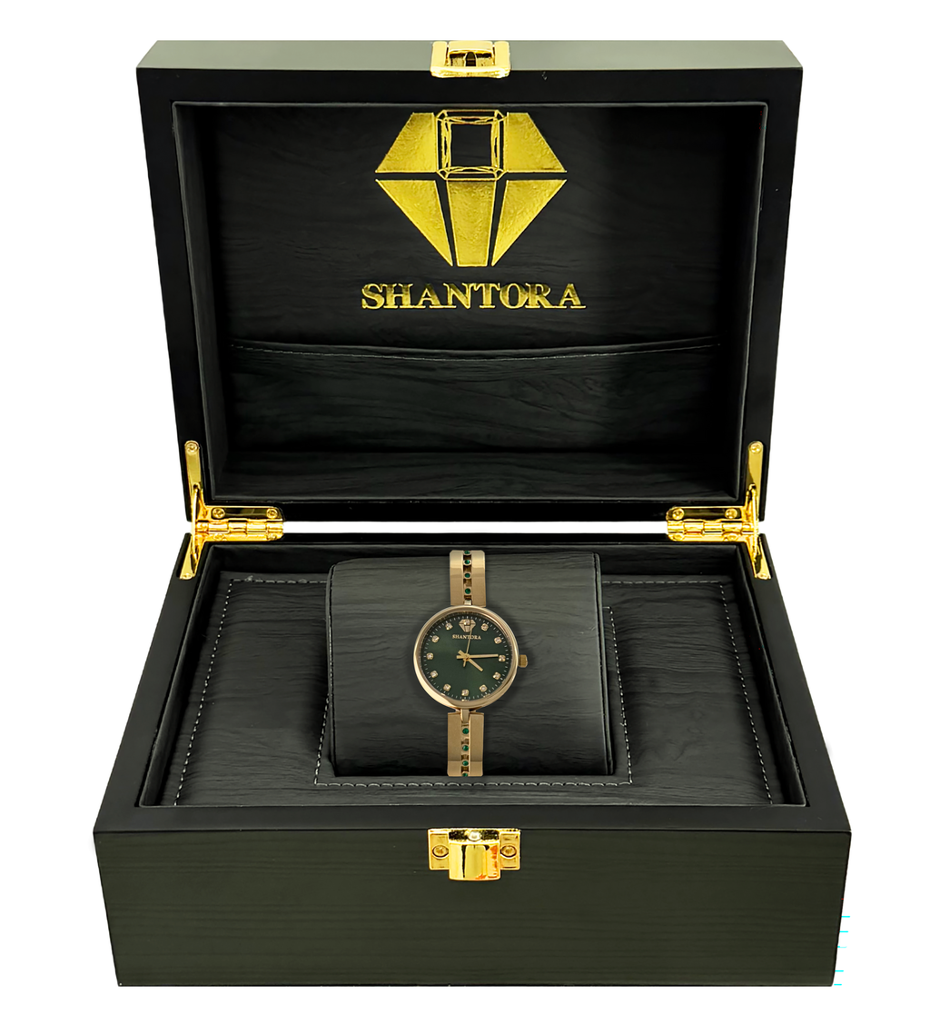 Shantora Forest Veil | Green Stone & Gold Band