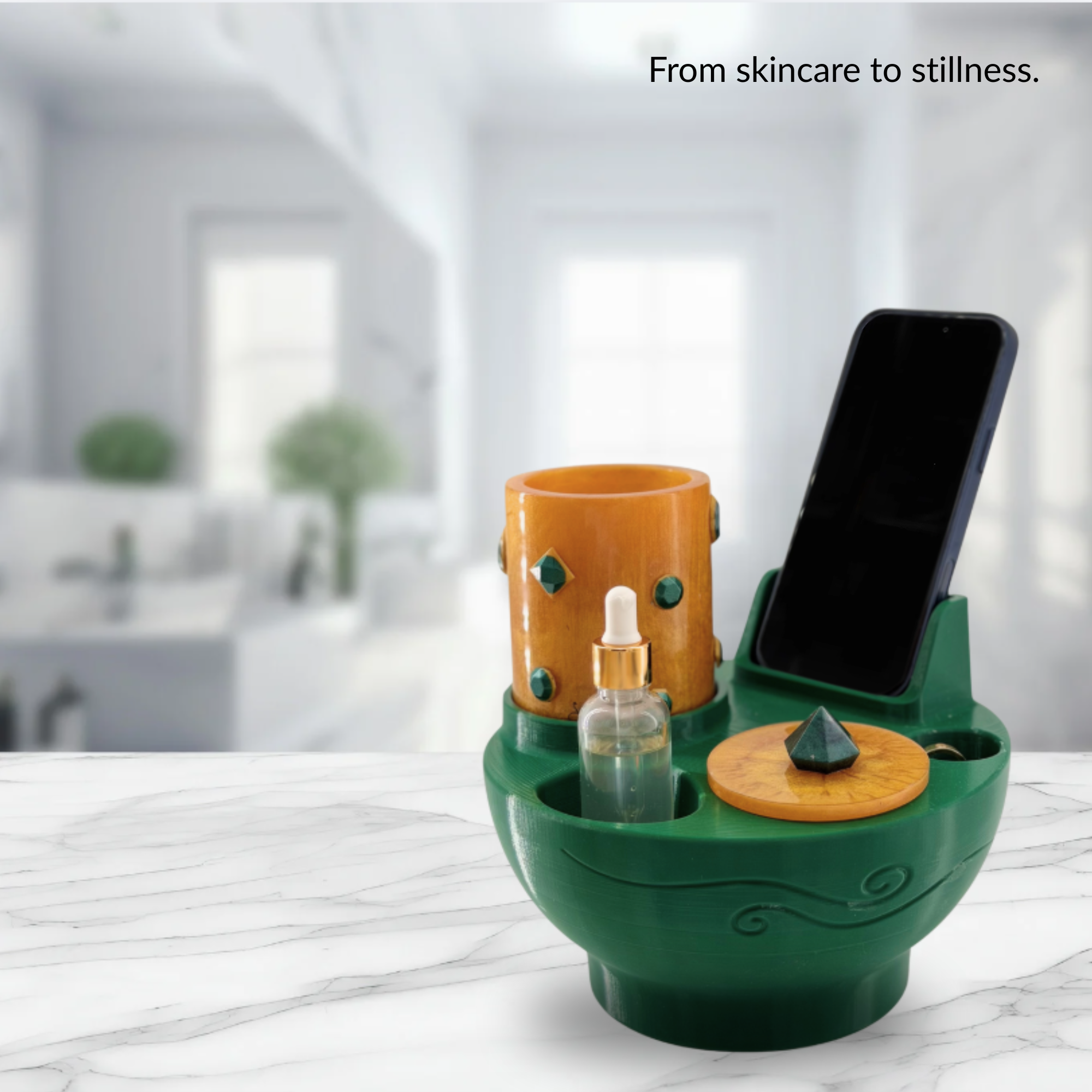 Ritual Bowl Organizer & Shantora Candle Set with Phone Holder (8")