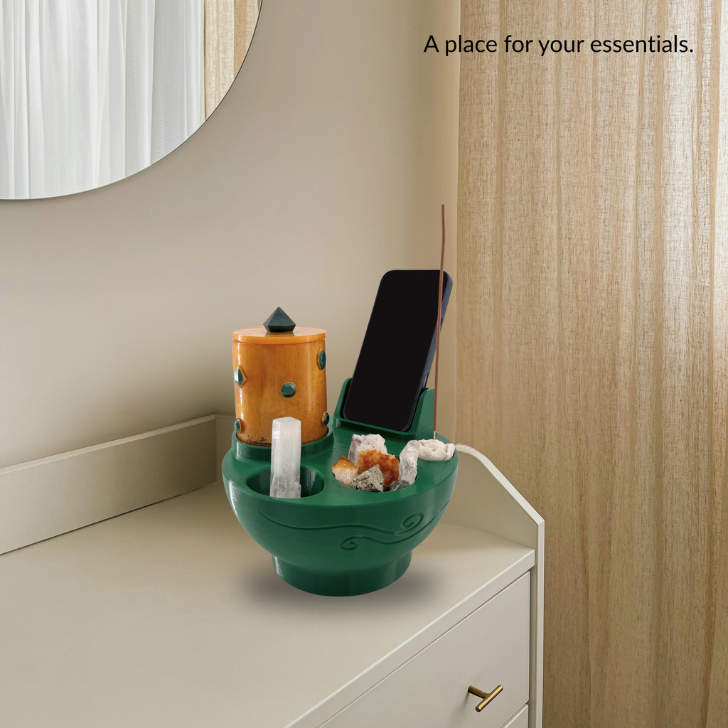 Ritual Bowl Organizer & Shantora Candle Set with Phone Holder (8")