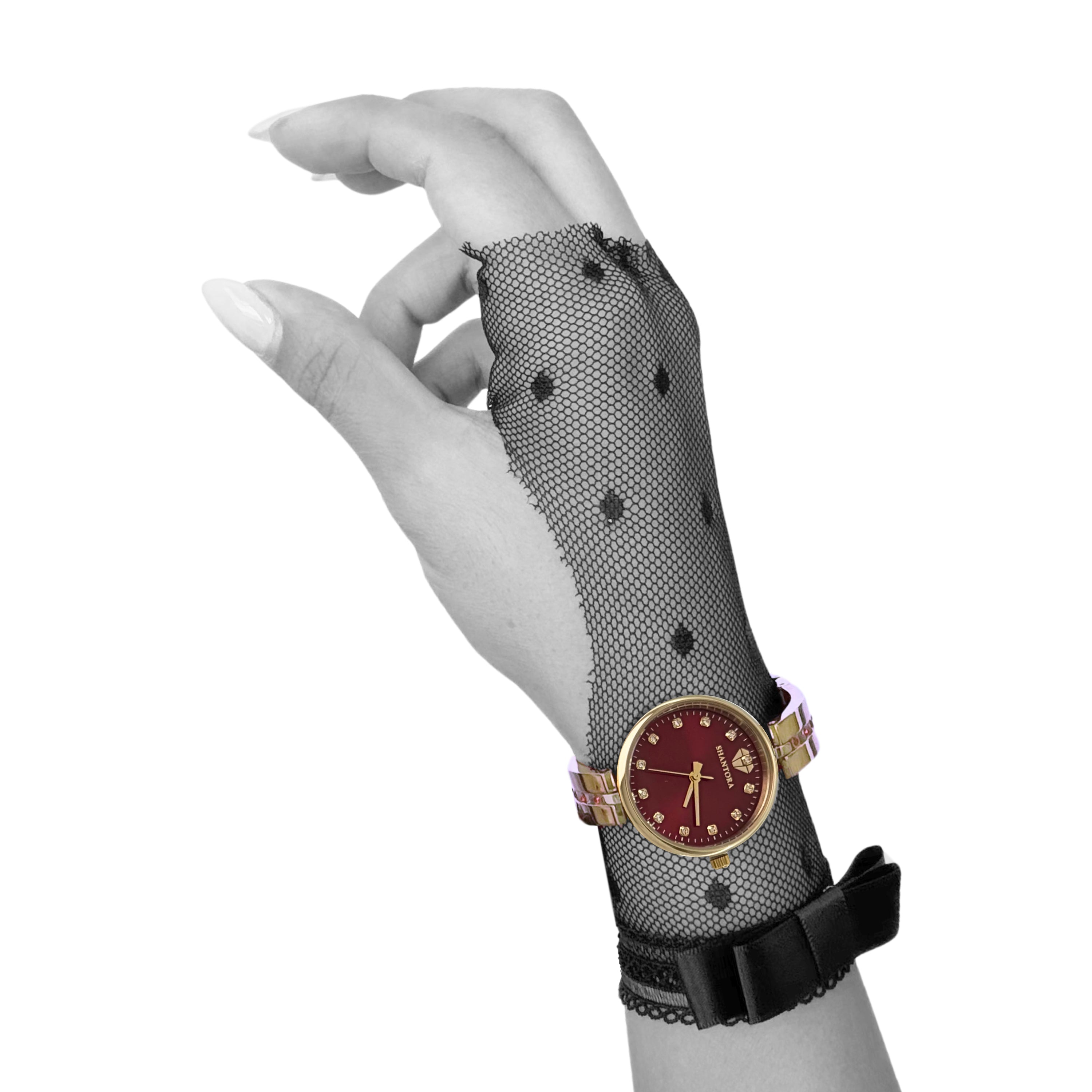 Shantora Crimson Echo | Red Stone & Gold Band