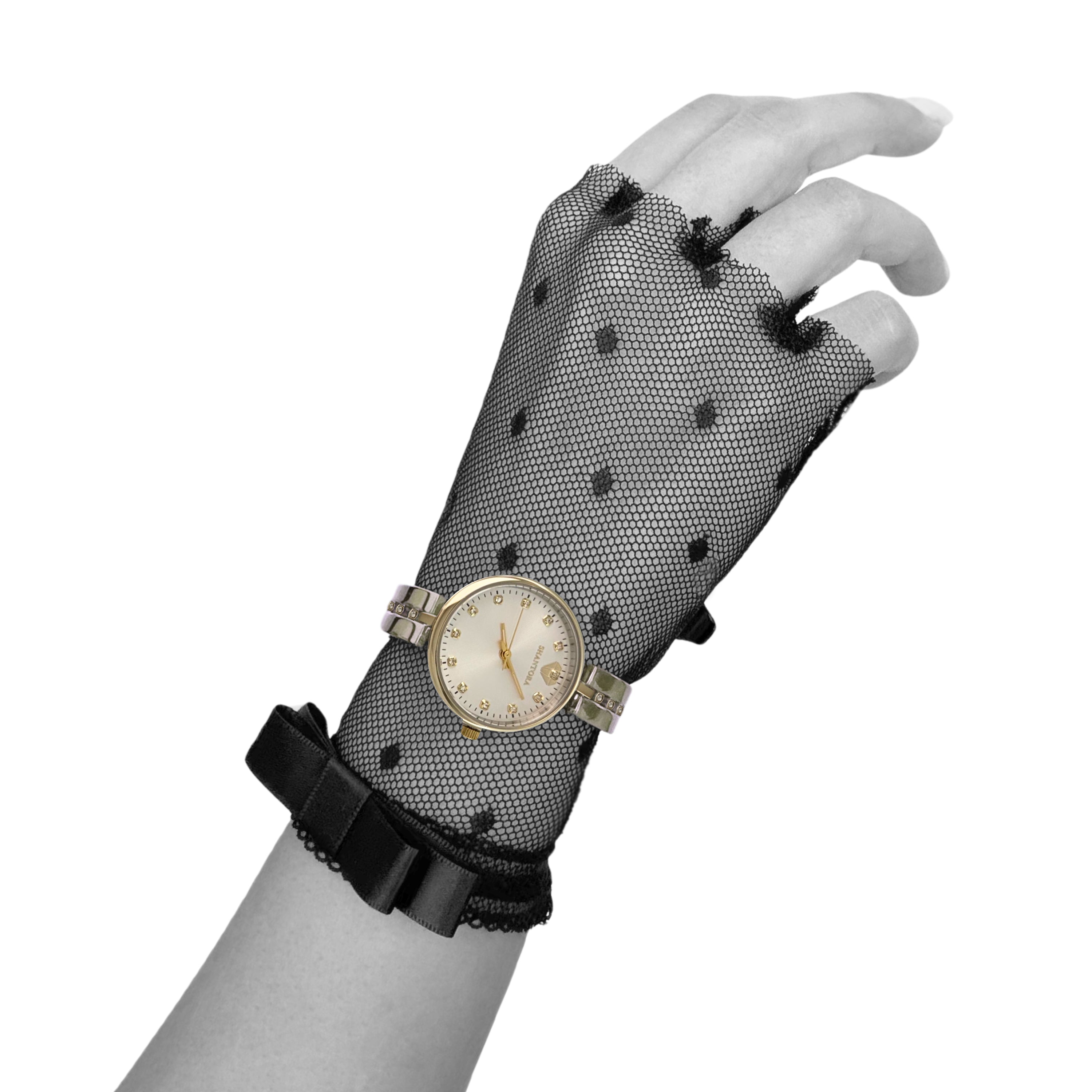 Shantora Ivory Halo | Clear Stone & Dual-Tone Silver–Gold Band