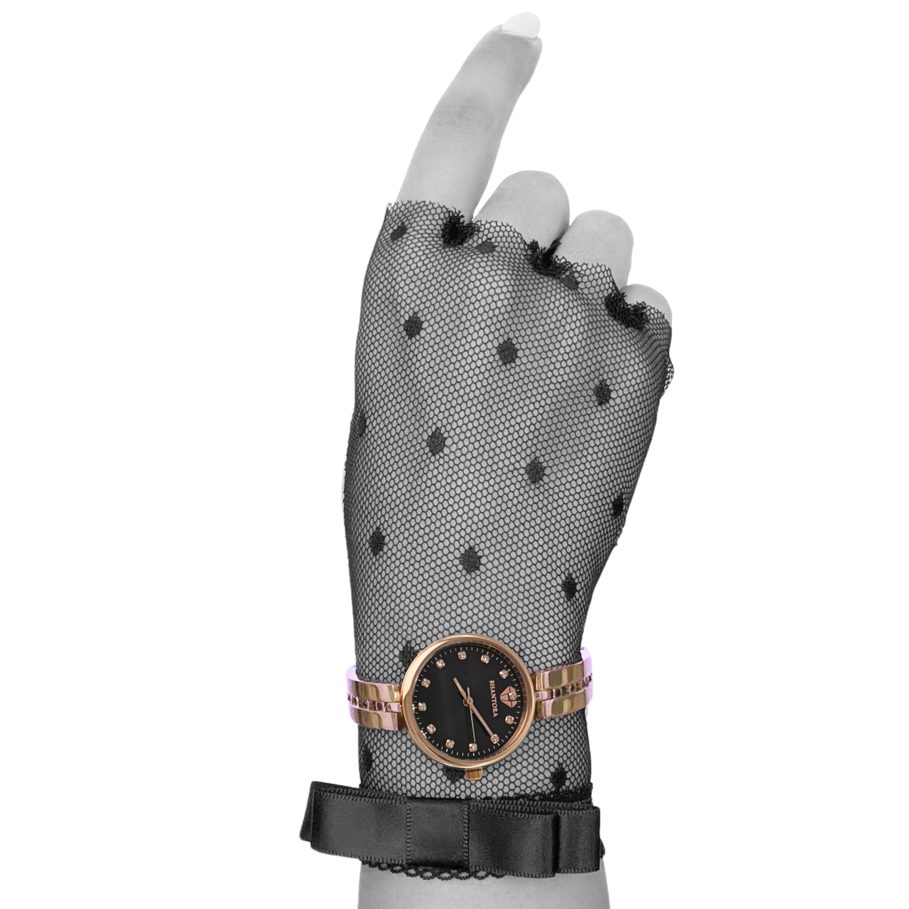 Shantora Obsidian Halo | Black Stone & Rose Gold Band