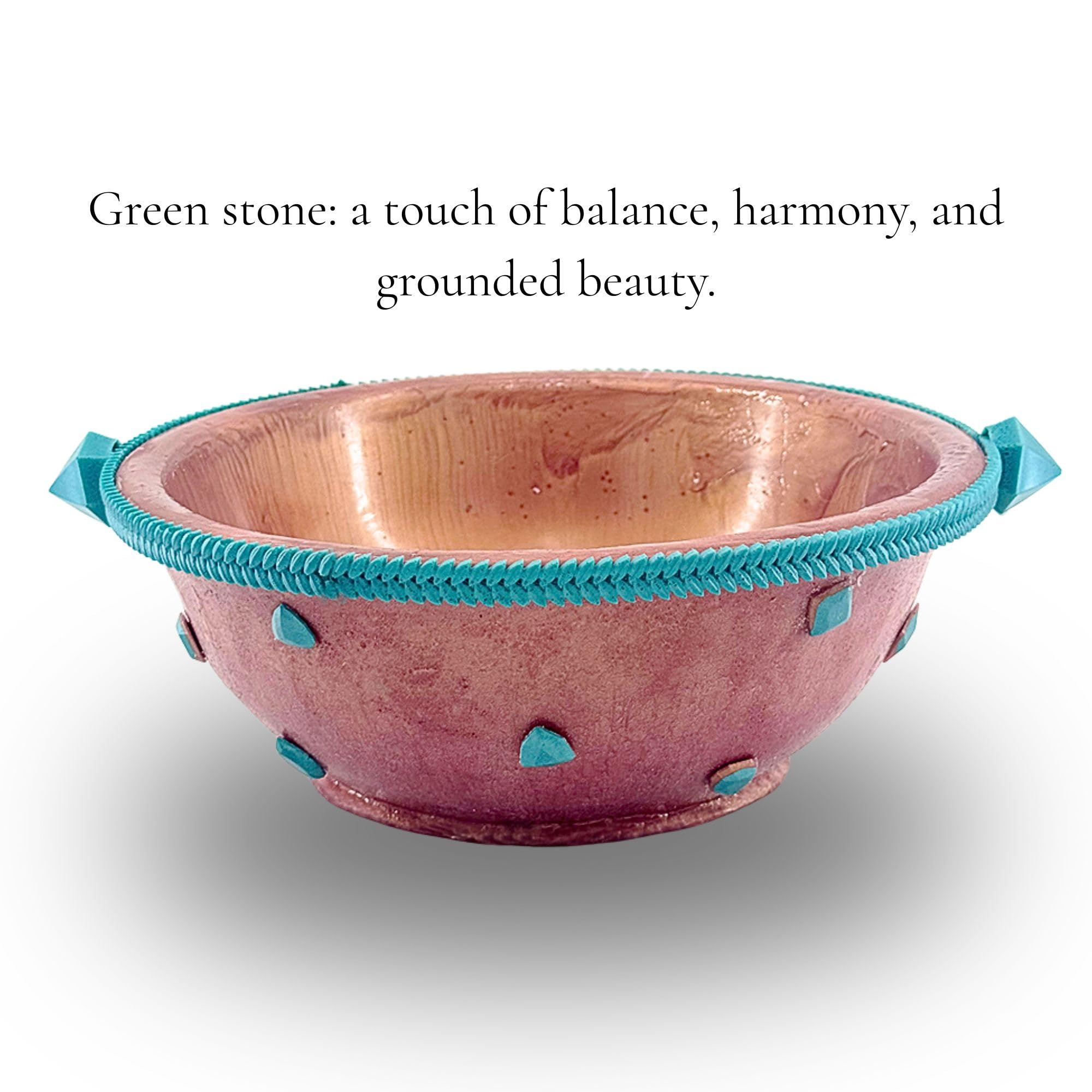 Serving Bowl with Stone Accents - Rose Gold with Teal Stone