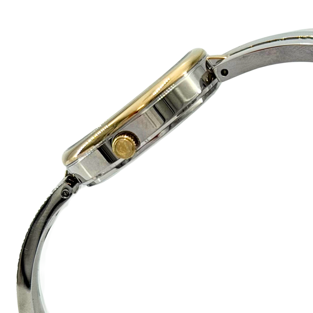 Shantora Ivory Halo | Clear Stone & Dual-Tone Silver–Gold Band