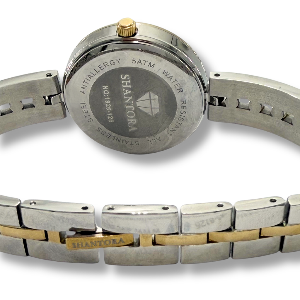 Shantora Ivory Halo | Clear Stone & Dual-Tone Silver–Gold Band
