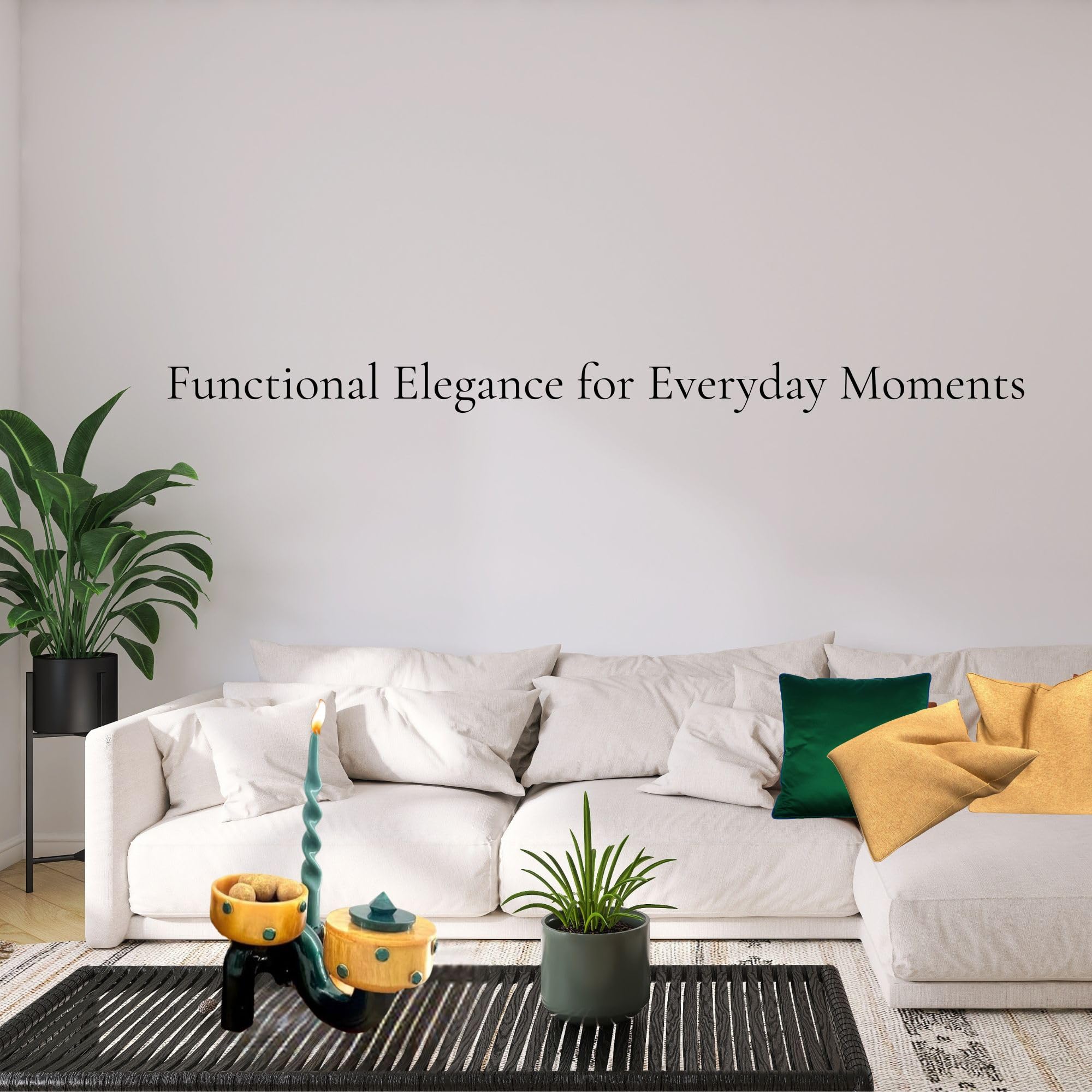 Pedestal Bowl & Candle Holder Combo with Stone Accents - Gold with Green Stone (Set of two)