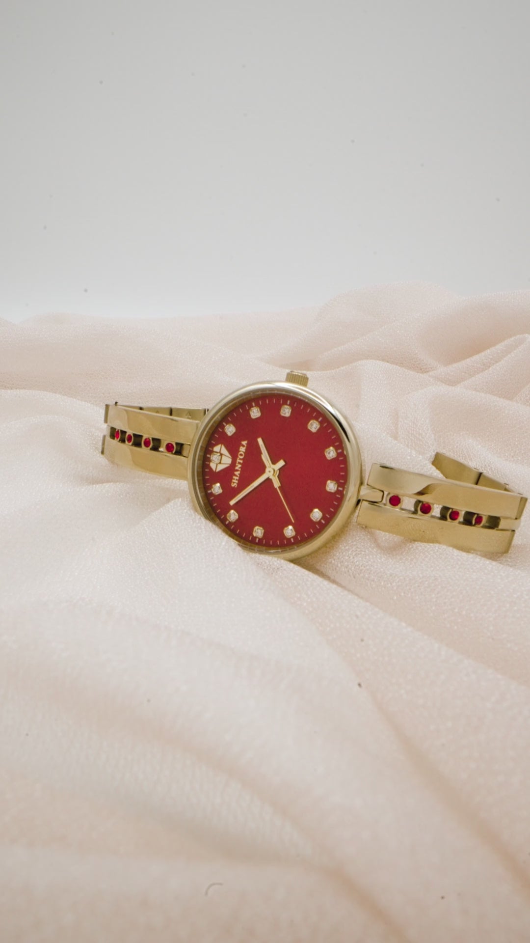 Shantora Crimson Echo | Red Stone & Gold Band